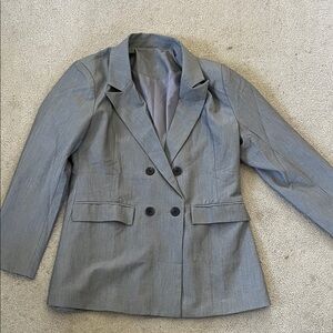 Women's Gray Double-Breasted Blazer